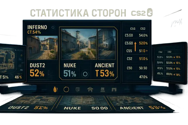 Inferno, Dust2, Nuke: статистика побед по сторонам